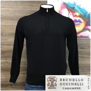 Brunello Cucinelli Men's Wool Cashmere Quarter Zip Sweater Made in Italy Size 50